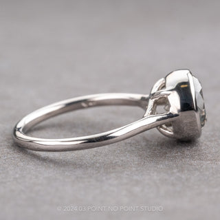 2.04 Carat Salt and Pepper Round Diamond Engagement Ring, Bezel Tulip Jane Setting, Platinum