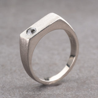 Black Salt and Pepper Hexagon Diamond Mens Signet Wedding Ring, Matte