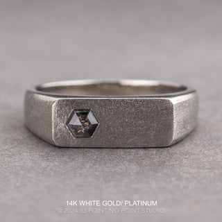 Hexagon Diamond Men's Signet Style Wedding Ring, Matte