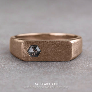 Hexagon Diamond Men's Signet Style Wedding Ring, Matte