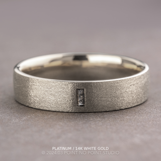 Salt and Pepper Baguette Diamond Mens Wedding Band, Comfort Fit