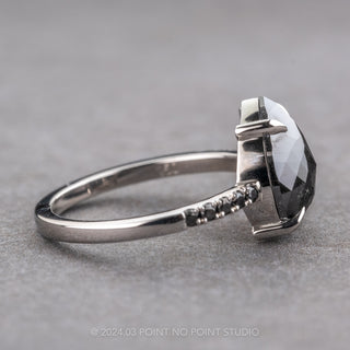 2.91 Carat Black Pear Diamond Engagement Ring, Black Diamond Jules Setting, 14k White Gold