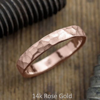 4mm Comfort Fit Mens Wedding Ring, Hammered Matte