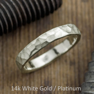 4mm Comfort Fit Mens Wedding Ring, Hammered Matte