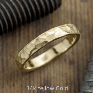 4mm Comfort Fit Mens Wedding Ring, Hammered Matte
