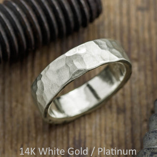6mm Mens Wedding Band, Hammered Matte