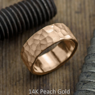 8mm Comfort Fit Mens Wedding Band, Hammered Matte