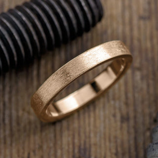 4mm 14K Peach Gold Men's Wedding Band, Matte Finish
