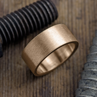 10mm, Comfort Fit, 14K Peach Gold Men's Wedding Band, Brushed Matte Finish