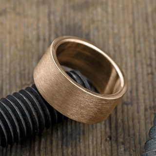 10mm, Comfort Fit, 14K Peach Gold Men's Wedding Band, Brushed Matte Finish