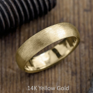 6mm Comfort Fit Wedding Band, Half Round Matte men's wedding band, Point No Point Studio. Eco-friendly, Recycled Metals, Conflict Free.