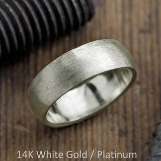 8mm Comfort Fit Mens Wedding Band, Half Round Matte men's wedding band, Point No Point Studio. Eco-friendly, Recycled Metals, Conflict Free.