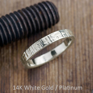 4mm Mens Wedding Band, Textured Polished