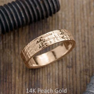 6mm Comfort Fit Mens Wedding Band, Textured Polished
