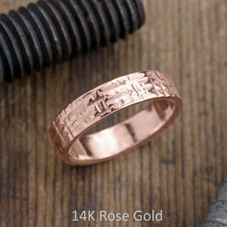 6mm Comfort Fit Mens Wedding Band, Textured Polished