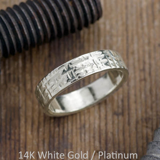 6mm Comfort Fit Mens Wedding Band, Textured Polished