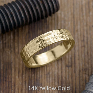 6mm Comfort Fit Mens Wedding Band, Textured Polished