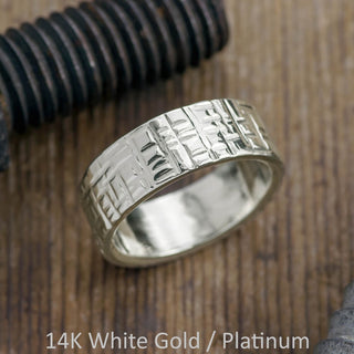 8mm Mens Wedding Band, Textured Polished