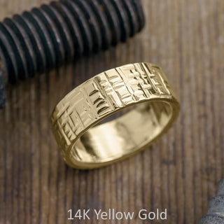 8mm Mens Wedding Band, Textured Polished