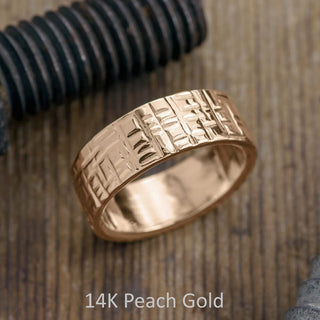 8mm Mens Wedding Band, Textured Polished