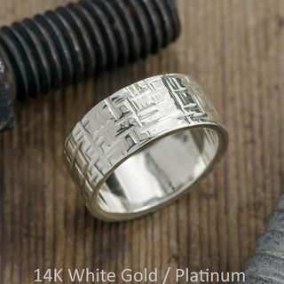 10mm Mens Wedding Band, Textured Polished