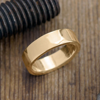 6mm 14k Peach Gold Mens Wedding Band, Polished