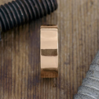 8mm 14k Peach Gold Mens Wedding Band, Polished