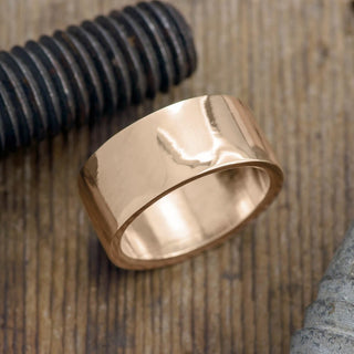 10mm, Comfort Fit, 14k Peach Gold Men's Wedding Band, Polished