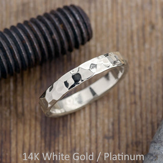 4mm Mens Wedding Ring, Hammered Polished