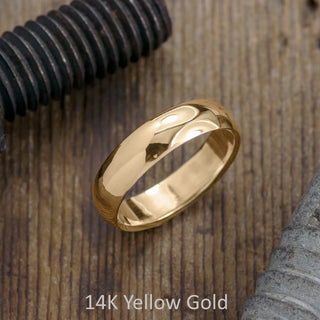 6mm Comfort Fit Mens Wedding Band, Half Round Polished men's wedding band, Point No Point Studio. Eco-friendly, Recycled Metals, Conflict Free.