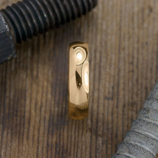 6mm 14k Peach Gold Mens Wedding Band, Half Round Polished