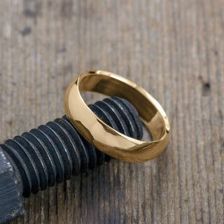 6mm 14k Peach Gold Mens Wedding Band, Half Round Polished