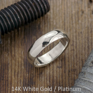 6mm Comfort Fit Mens Wedding Band, Half Round Polished men's wedding band, Point No Point Studio. Eco-friendly, Recycled Metals, Conflict Free.
