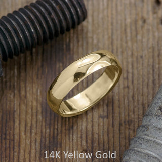 6mm Comfort Fit Mens Wedding Band, Half Round Polished men's wedding band, Point No Point Studio. Eco-friendly, Recycled Metals, Conflict Free.