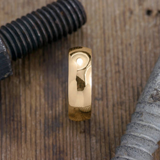 8mm 14k Peach Gold Mens Wedding Band, Half Round Polished