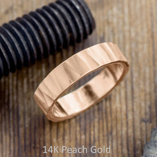 6mm Comfort Fit Mens Wedding Band, Wood Grain Matte