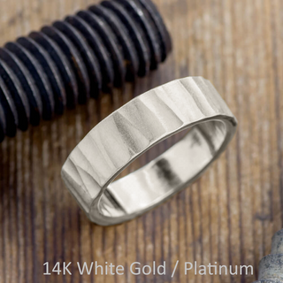 8mm Comfort Fit Mens Wedding Band, Wood Grain Matte