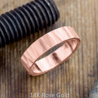 6mm Comfort Fit Mens Wedding Band, Wood Grain Matte