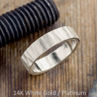 6mm Comfort Fit Mens Wedding Band, Wood Grain Matte