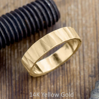 6mm Comfort Fit Mens Wedding Band, Wood Grain Matte
