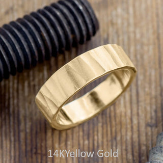 8mm Comfort Fit Mens Wedding Band, Wood Grain Matte