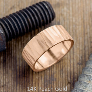 10mm Mens Wedding Band, Wood Grain Matte