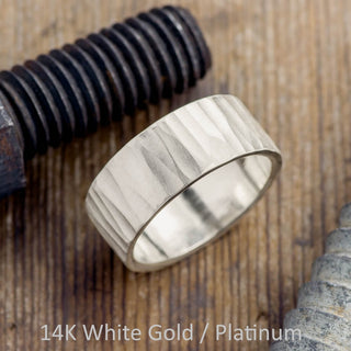 10mm Mens Wedding Band, Wood Grain Matte