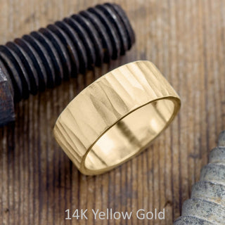 10mm Mens Wedding Band, Wood Grain Matte