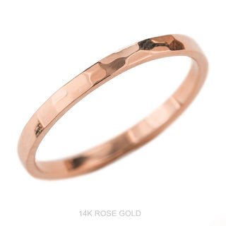 Classic Straight Wedding Ring, 2mm Rectangle Hammered Polished