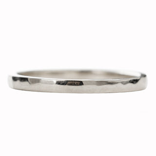 2mm Wide x 1.5 mm Thick,14k White Gold Rectangle Wedding Band, Hammered Polished - Point No Point Studio - 3