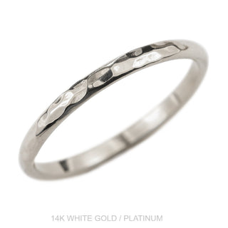 Classic Straight Wedding Ring, 2mm Half Round Hammered Polished