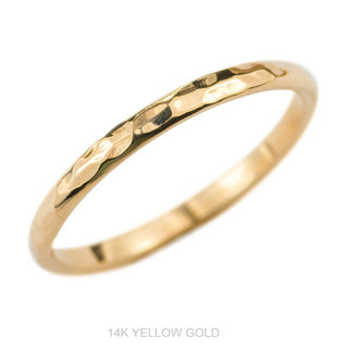 Classic Straight Wedding Ring, 2mm Half Round Hammered Polished