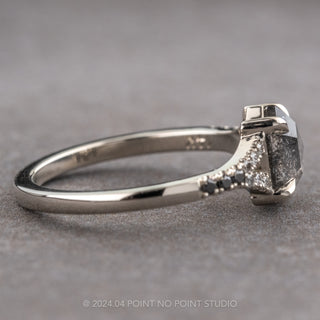 1.63 Carat Black Speckled Hexagon Diamond Engagement Ring, Ombre Evie Setting, 14k White Gold