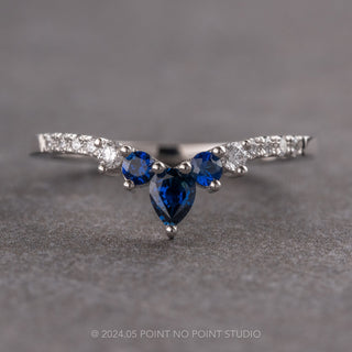 Sapphire and Extra Diamond Cassiopeia Wedding Ring, Platinum